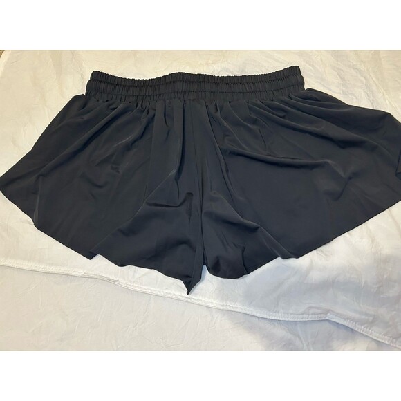 Luogongzi 2 in 1 Flowy Running Lined Shorts Women Size M  Black Drawstring - Picture 2 of 8